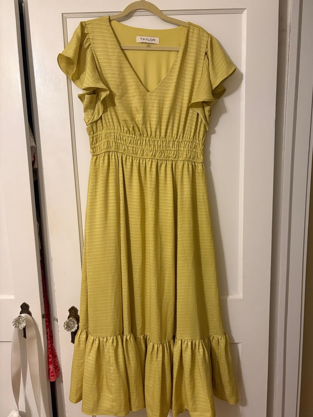 Taylor Lemon Ruffle Maxi Dress